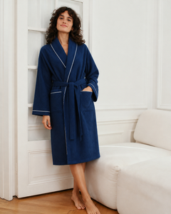 Peignoir femme coton nid d'abeille