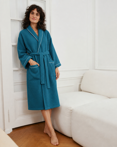 Peignoir femme coton nid d'abeille