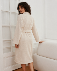 Peignoir femme coton nid d'abeille