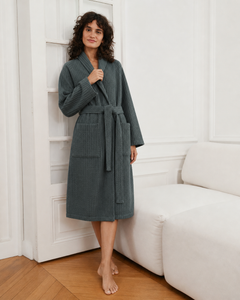 Peignoir femme coton nid d'abeille