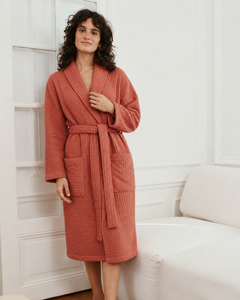 Peignoir femme coton nid d'abeille
