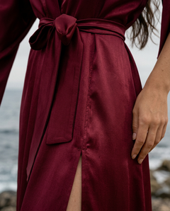 Peignoir kimono femme en satin long