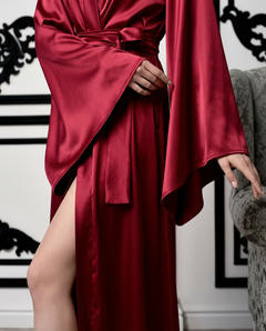 Peignoir kimono femme en satin long
