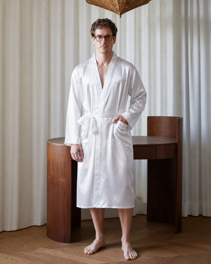 Peignoir satin homme