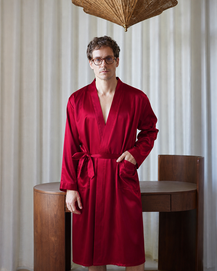 Peignoir satin homme
