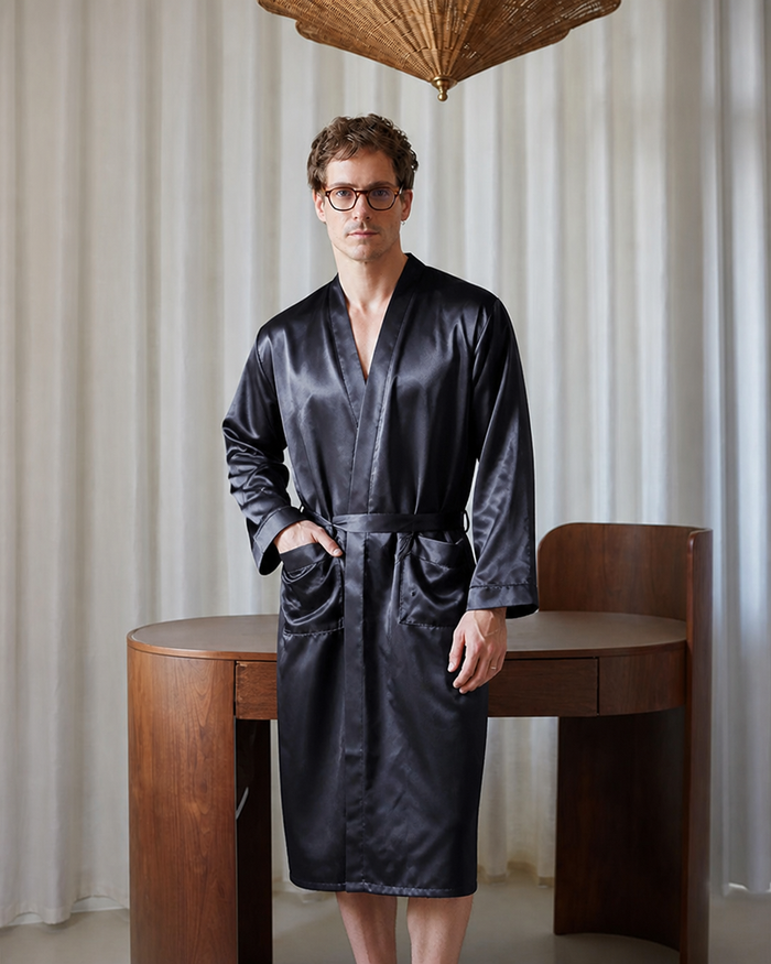 Peignoir satin homme