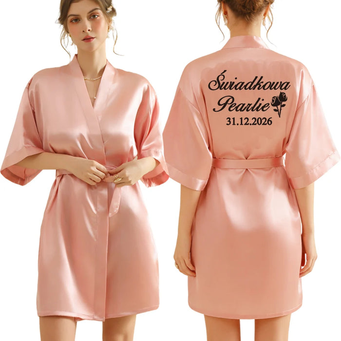 Peignoir femme personnalisé satin