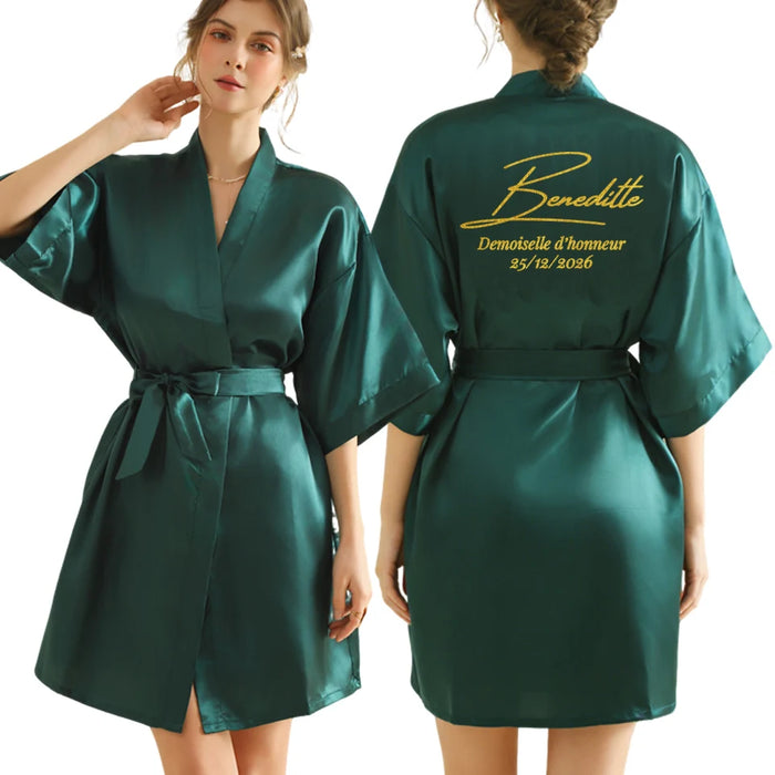 Peignoir femme personnalisé satin