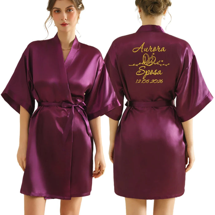 Peignoir femme personnalisé satin